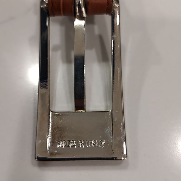 Talbot's Brown Reptile Embossed Genuine Leather Belt Silver Hearts and Buckle - Picture 10 of 12